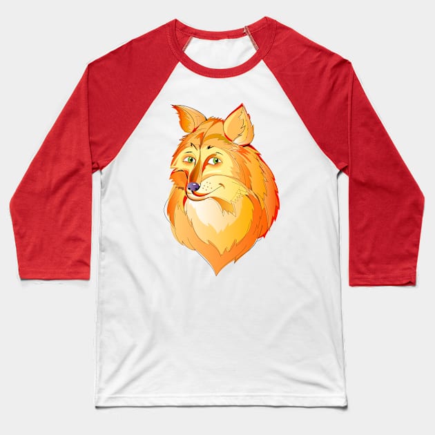 Cute sly foxes head Baseball T-Shirt by Artist Natalja Cernecka